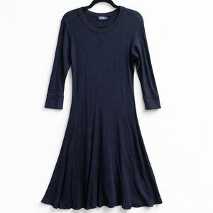 Polo Ralph Lauren Waffle Knit Maxi Dress Navy Blue Size L